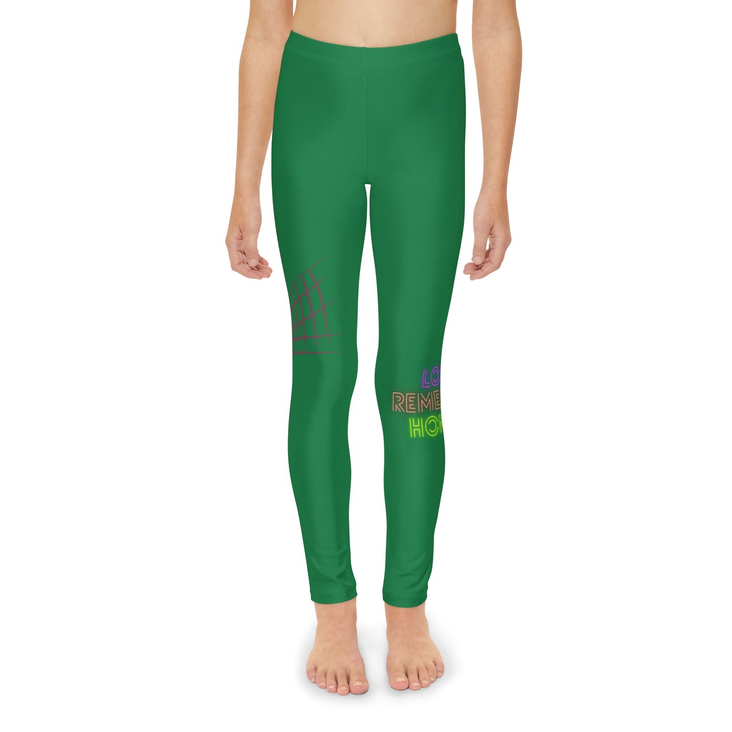 Youth Full-Length Leggings: Volleyball Dark Green