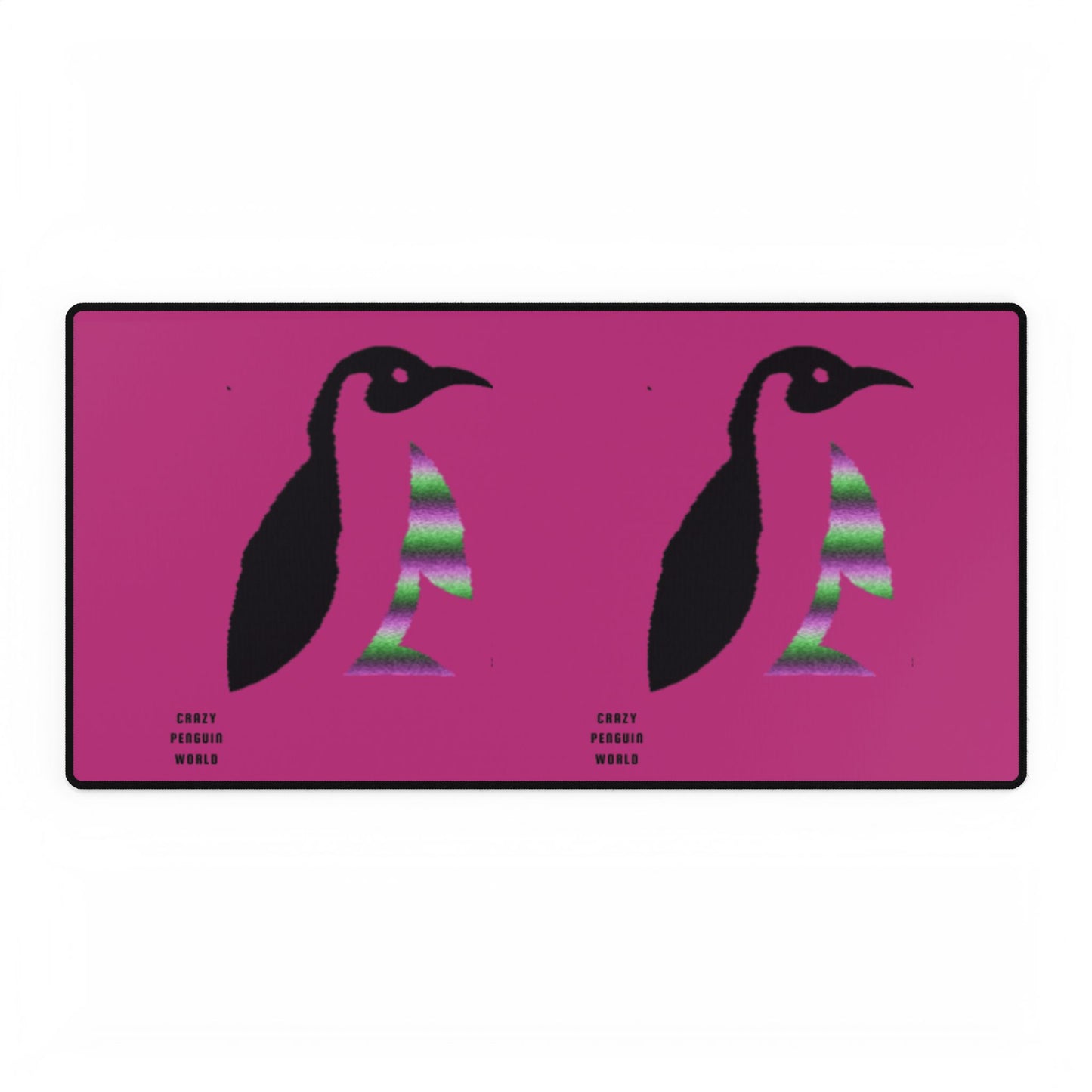 Desk Mats: Crazy Penguin World Logo Pink