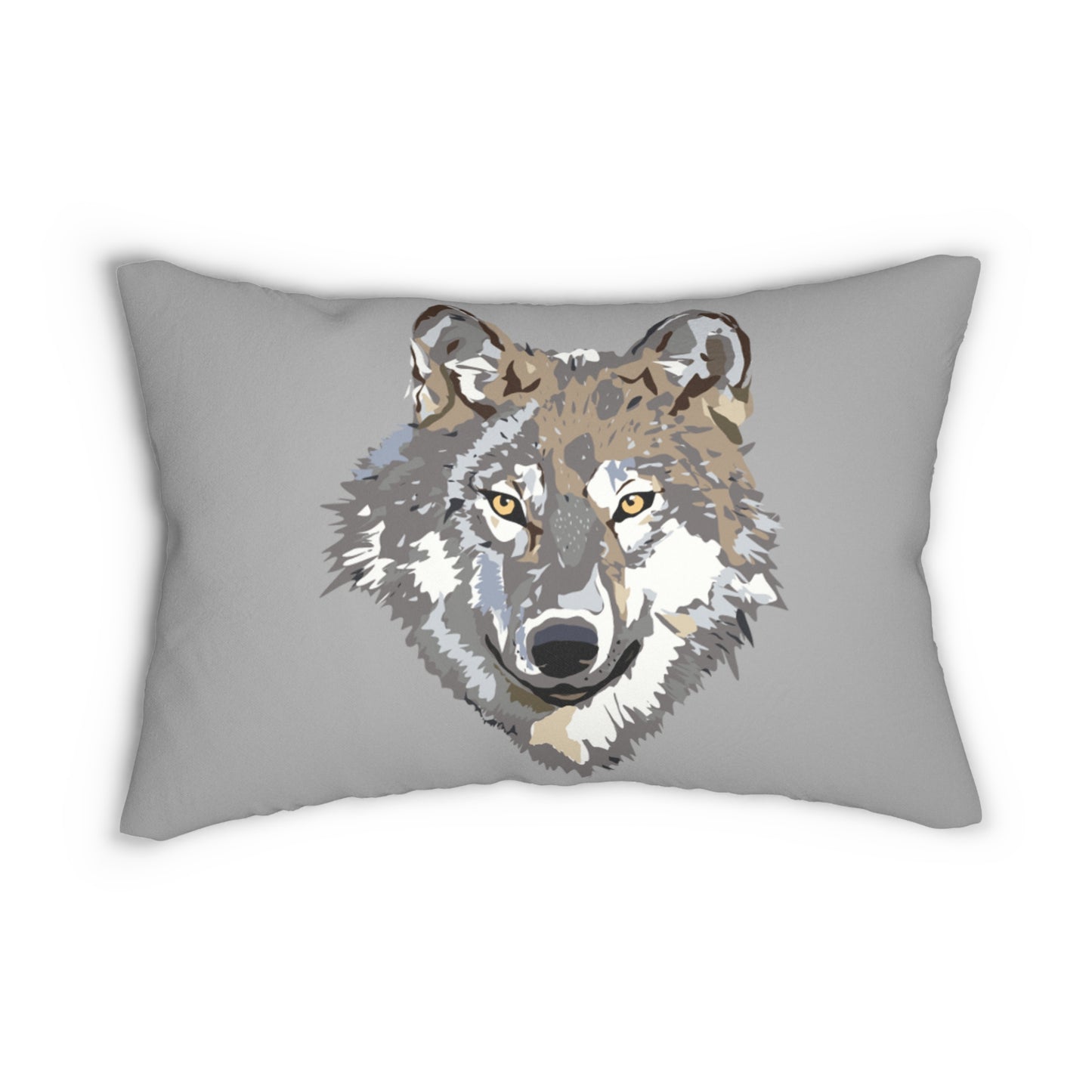 Spun Polyester Lumbar Pillow: Wolves Lite Grey