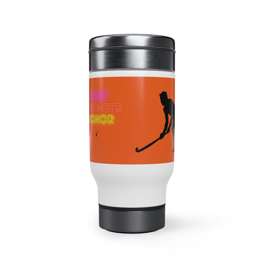 Stainless Steel Travel Mug with Handle, 14oz: Hockey Orange
