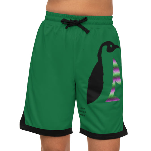 Basketball Rib Shorts: Crazy Penguin World Logo Dark Green