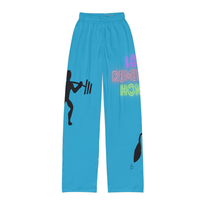 Kids Pajama Pants: Weightlifting Turquoise