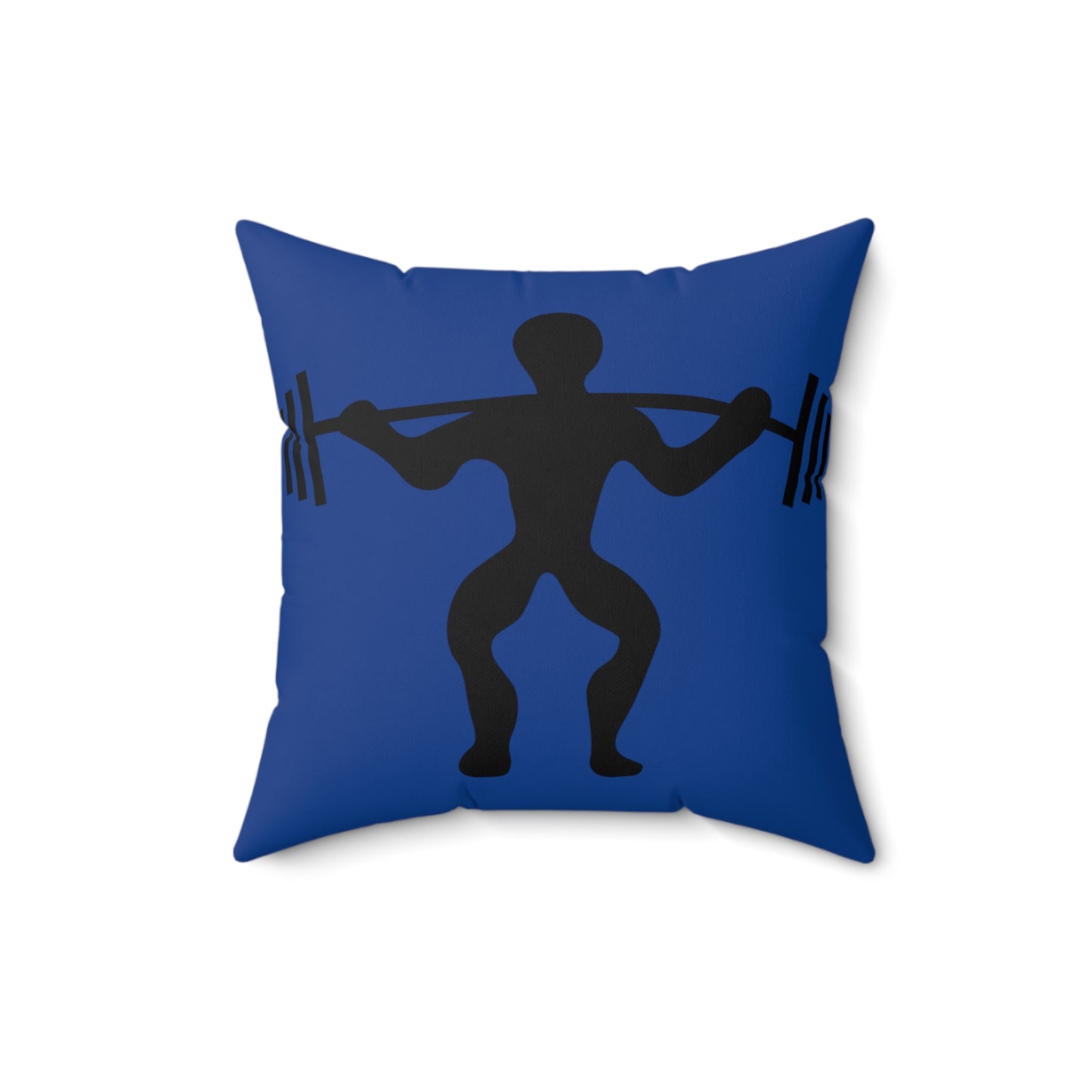 Spun Polyester Square Pillow: Weightlifting Dark Blue