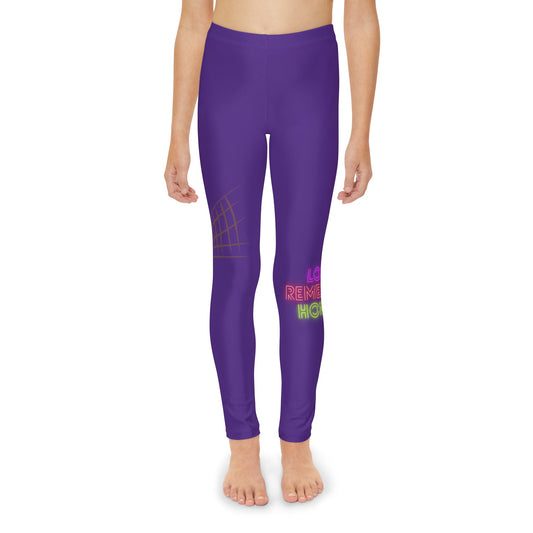 Youth Full-Length Leggings: Volleyball Purple