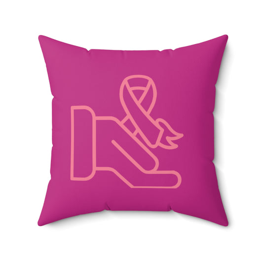 Spun Polyester Square Pillow: Fight Cancer Pink