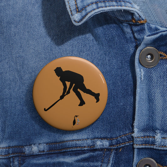 Custom Pin Buttons Hockey Lite Brown