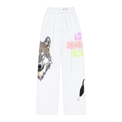 Kids Pajama Pants: Wolves White