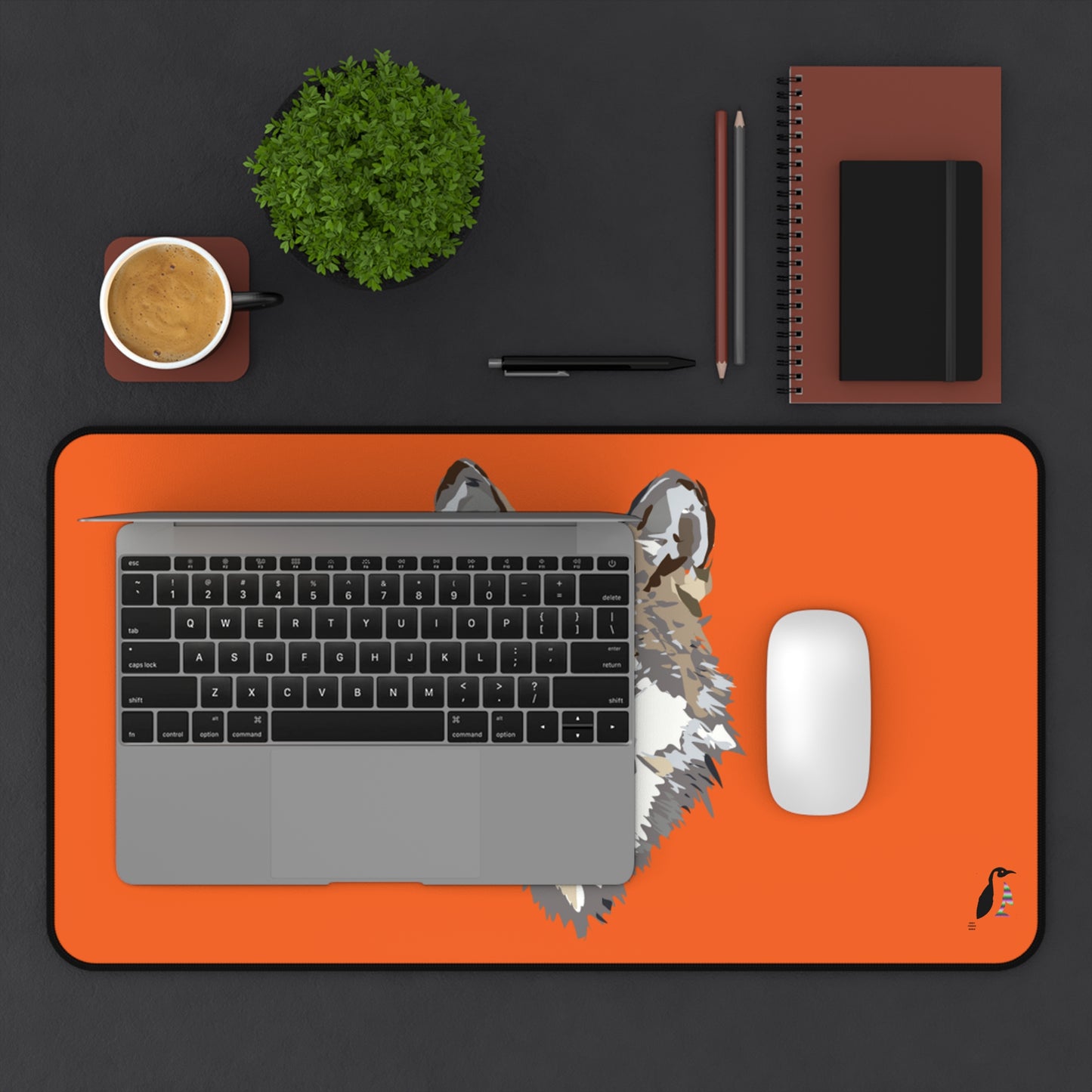 Desk Mat: Wolves Orange