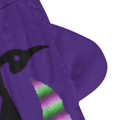 Basketball Rib Shorts: Crazy Penguin World Logo Purple