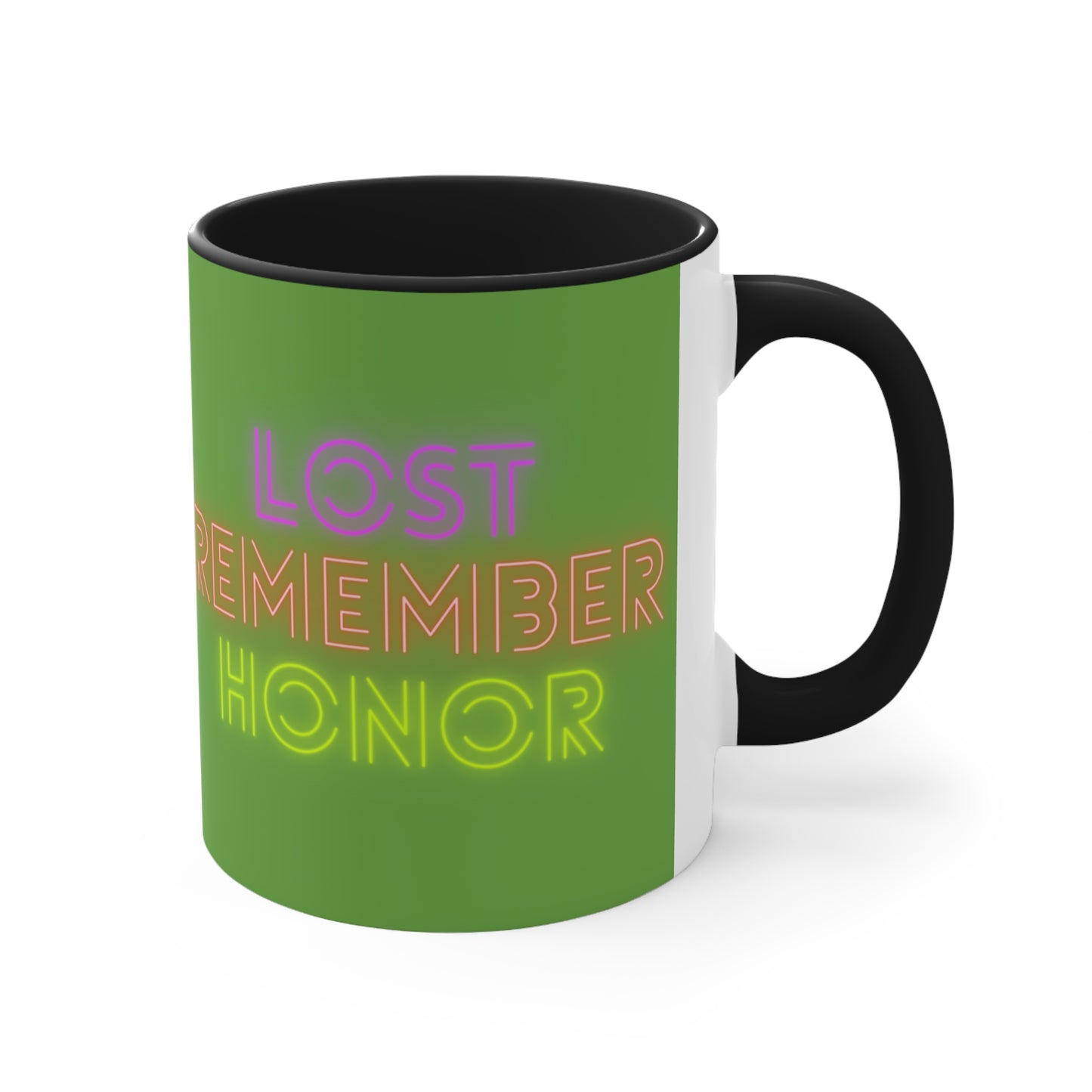 Accent Coffee Mug, 11oz: Lost Remember Honor Green