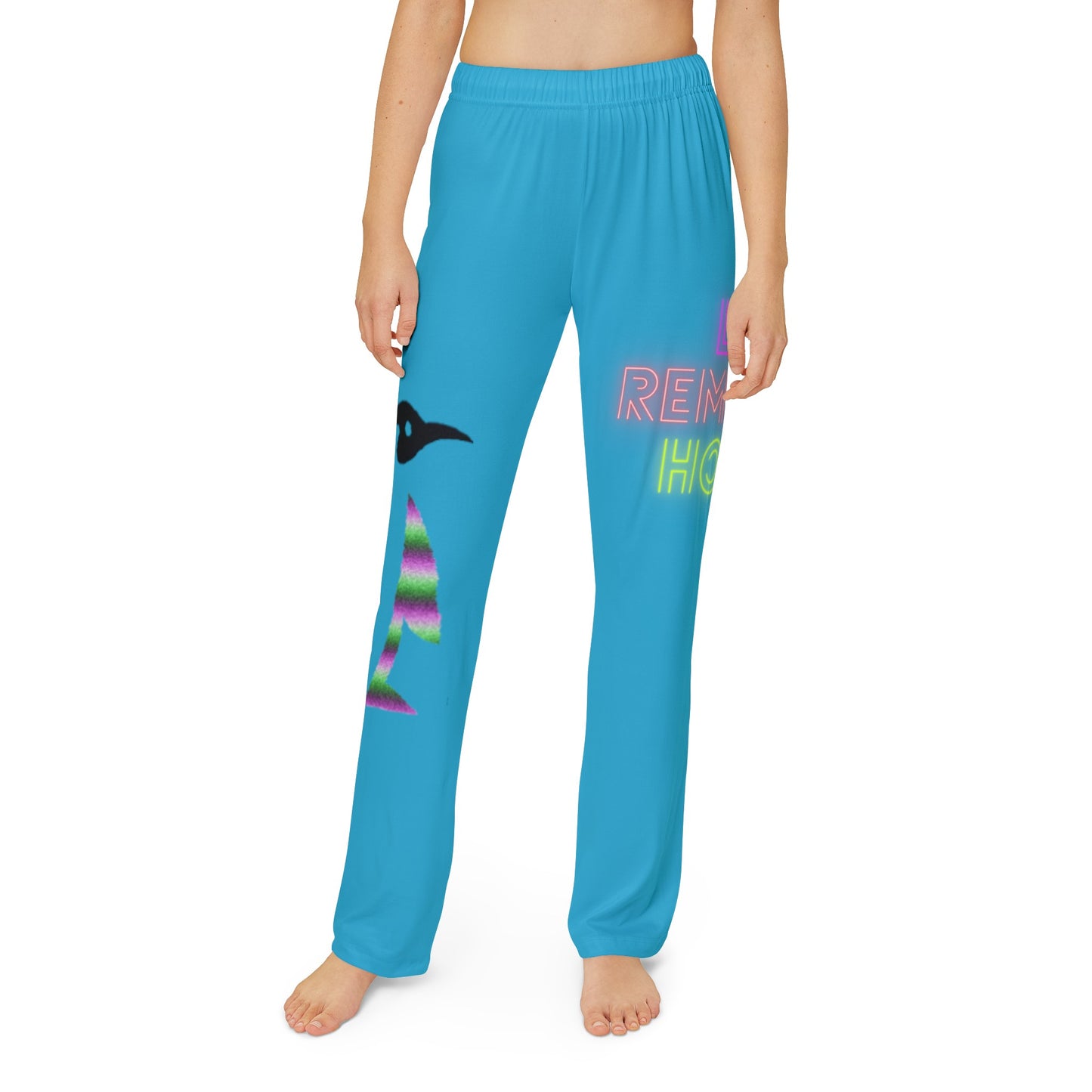 Kids Pajama Pants: Crazy Penguin World Logo Turquoise