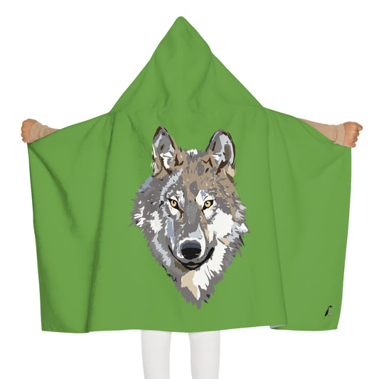 Youth Hooded Towel: Wolves Green