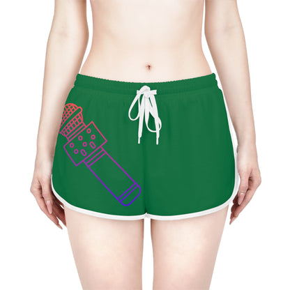 Women's Relaxed Shorts: Music Dark Green