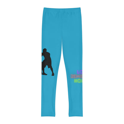 Youth Full-Length Leggings: Basketball Turquoise