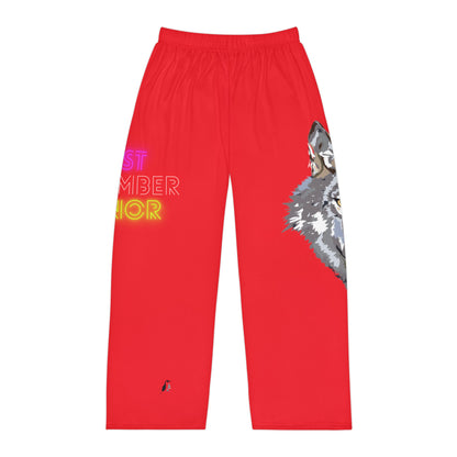 Men's Pajama Pants: Wolves Red