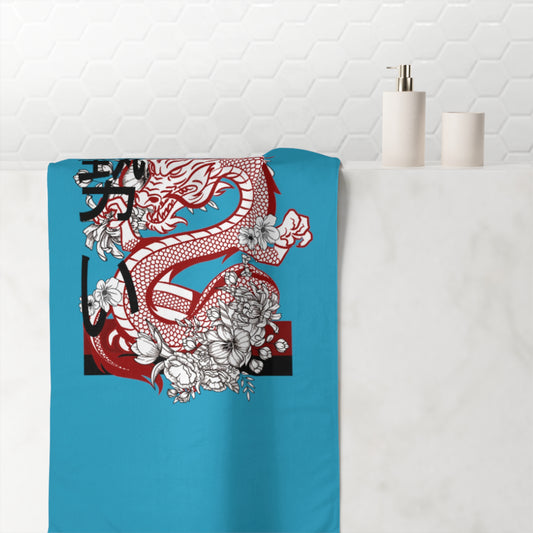 Mink-Cotton Towel: Dragons Turquoise