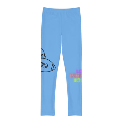 Youth Full-Length Leggings: Football Lite Blue