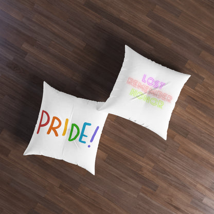 Tufted Floor Pillow, Square: LGBTQ Pride White