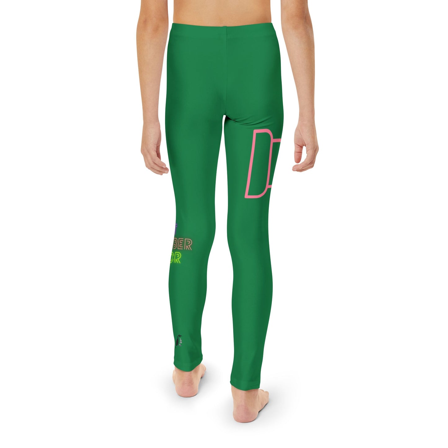 Youth Full-Length Leggings: Fight Cancer Dark Green