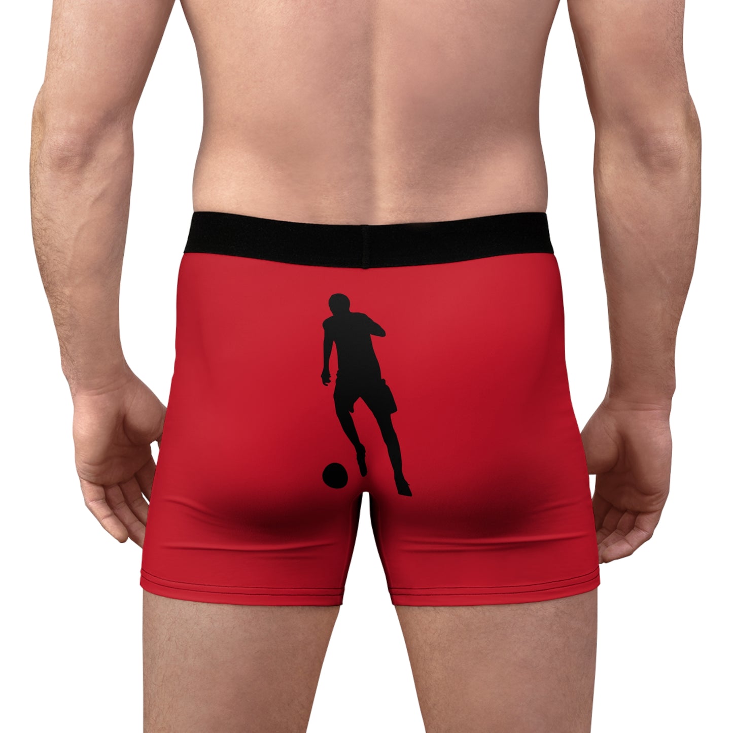 Men's Boxer Briefs: Soccer Dark Red