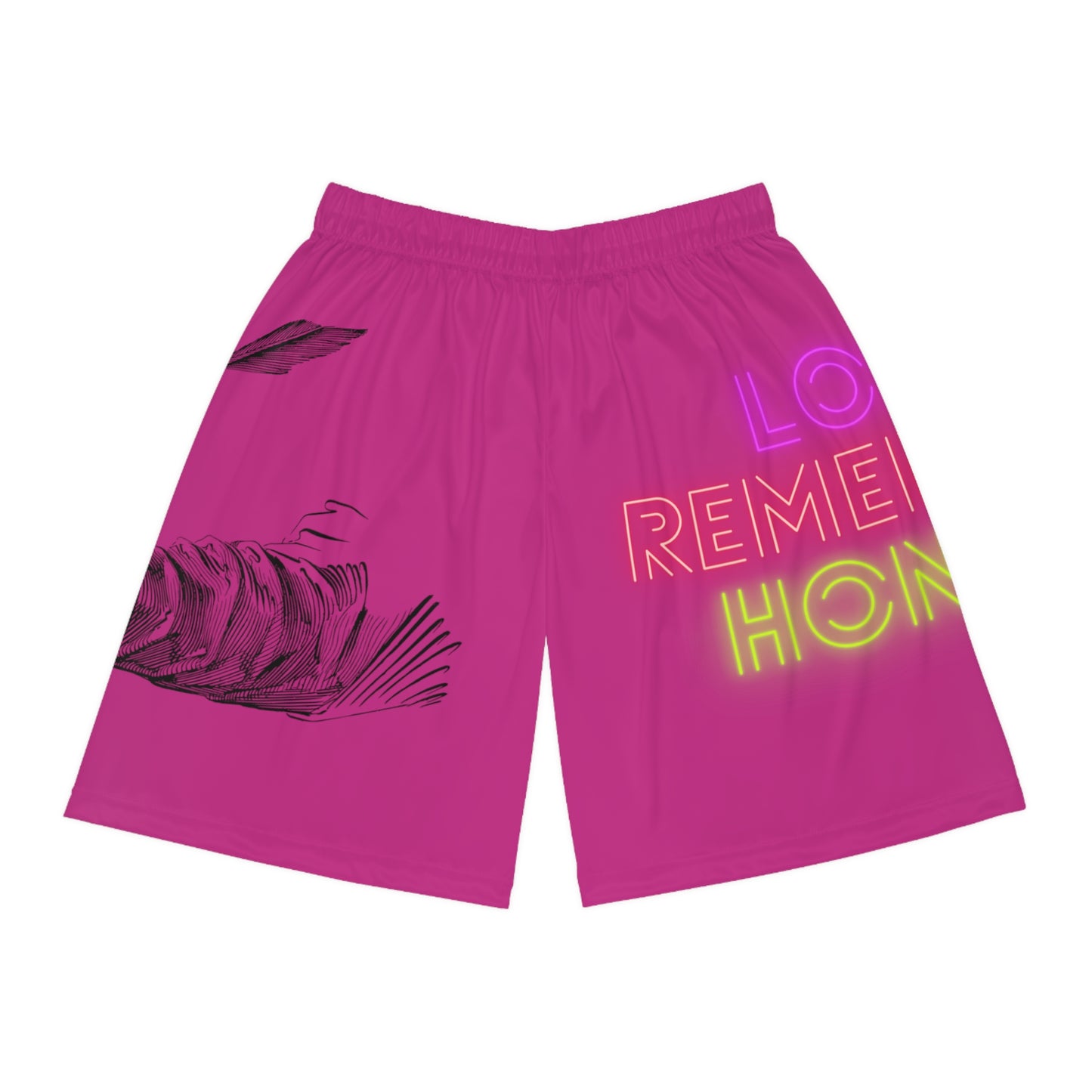 Basketball Shorts: Writing Pink