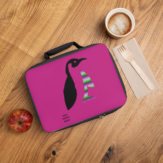 Lunch Bag: Crazy Penguin World Logo Pink