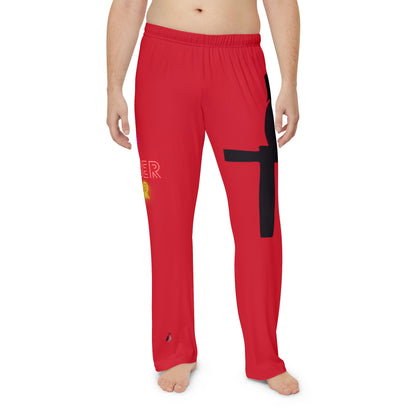 Men's Pajama Pants: Fishing Dark Red