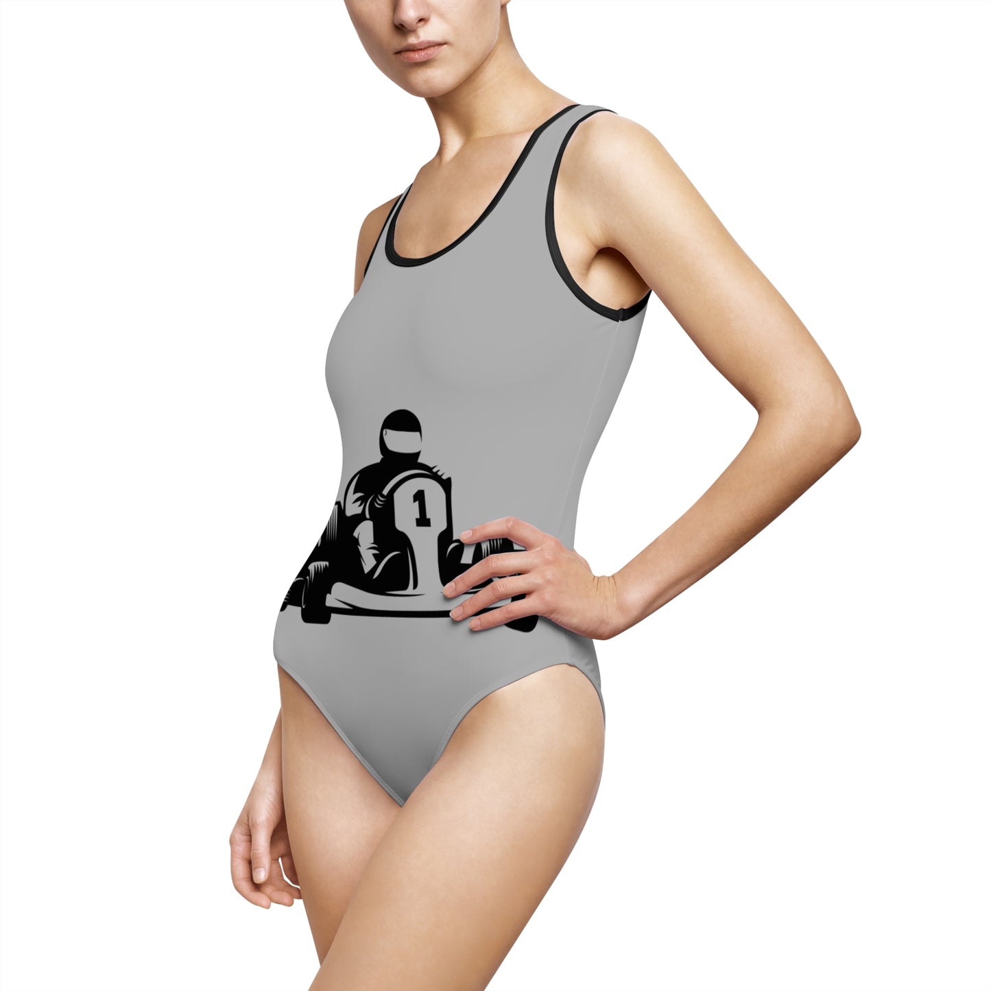 Women's Classic One-Piece Swimsuit: Racing Lite Grey