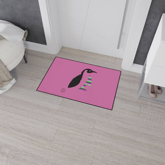 Heavy Duty Floor Mat: Crazy Penguin World Logo Lite Pink