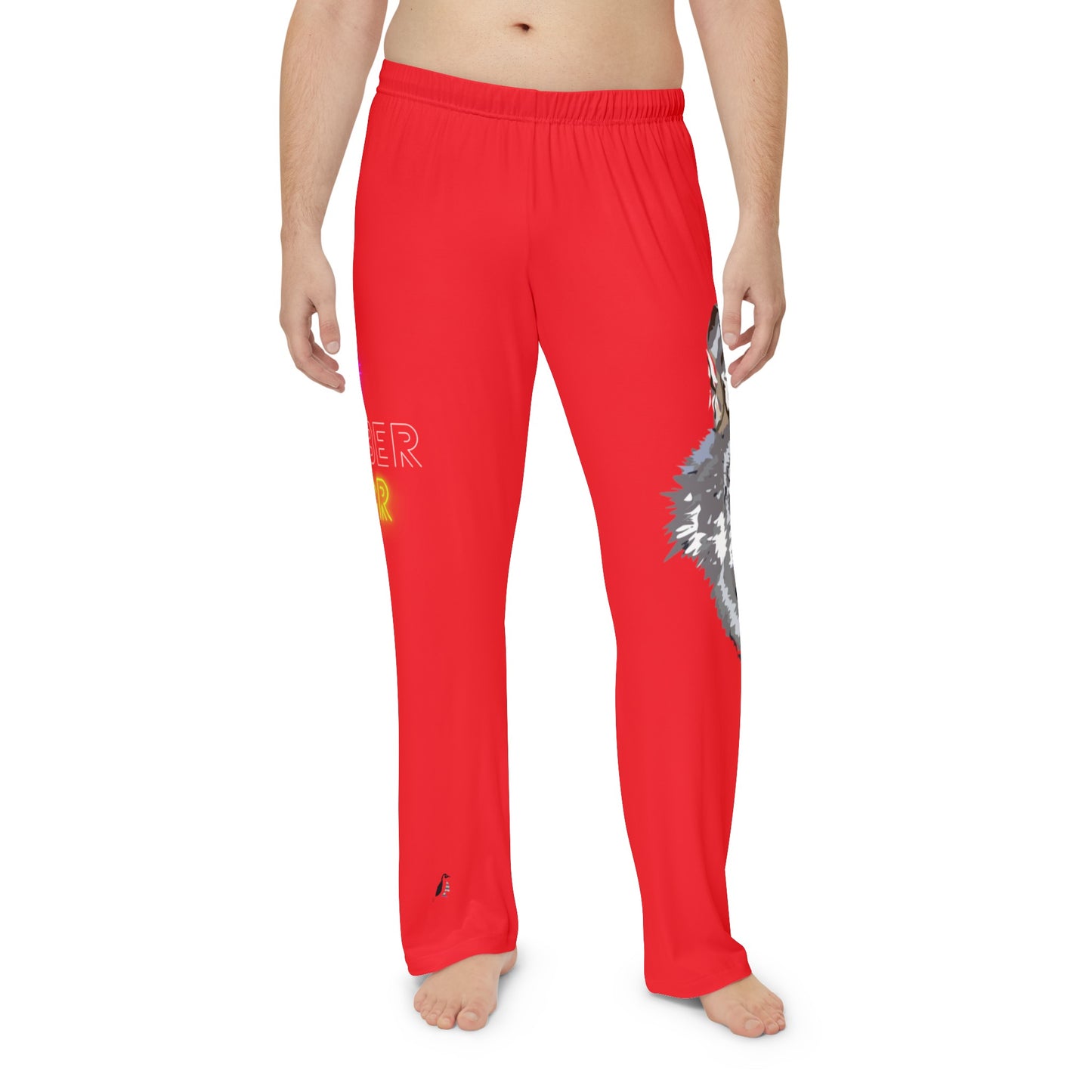 Men's Pajama Pants: Wolves Red