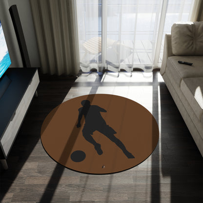 Round Rug: Soccer Brown