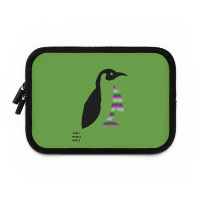 Laptop Sleeve: Crazy Penguin World Logo Green