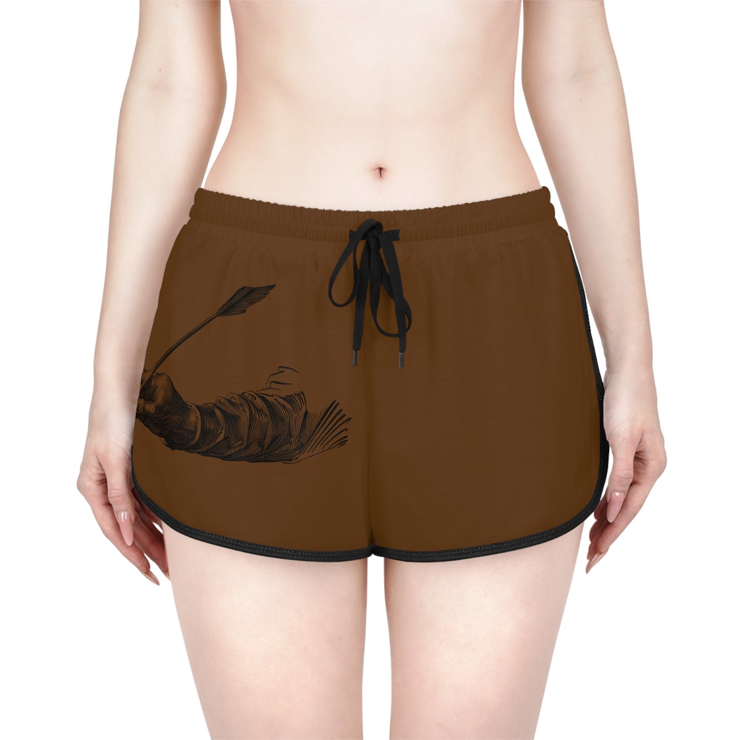 Women's Relaxed Shorts: Writing Brown