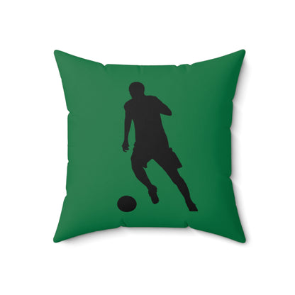 Spun Polyester Square Pillow: Soccer Dark Green