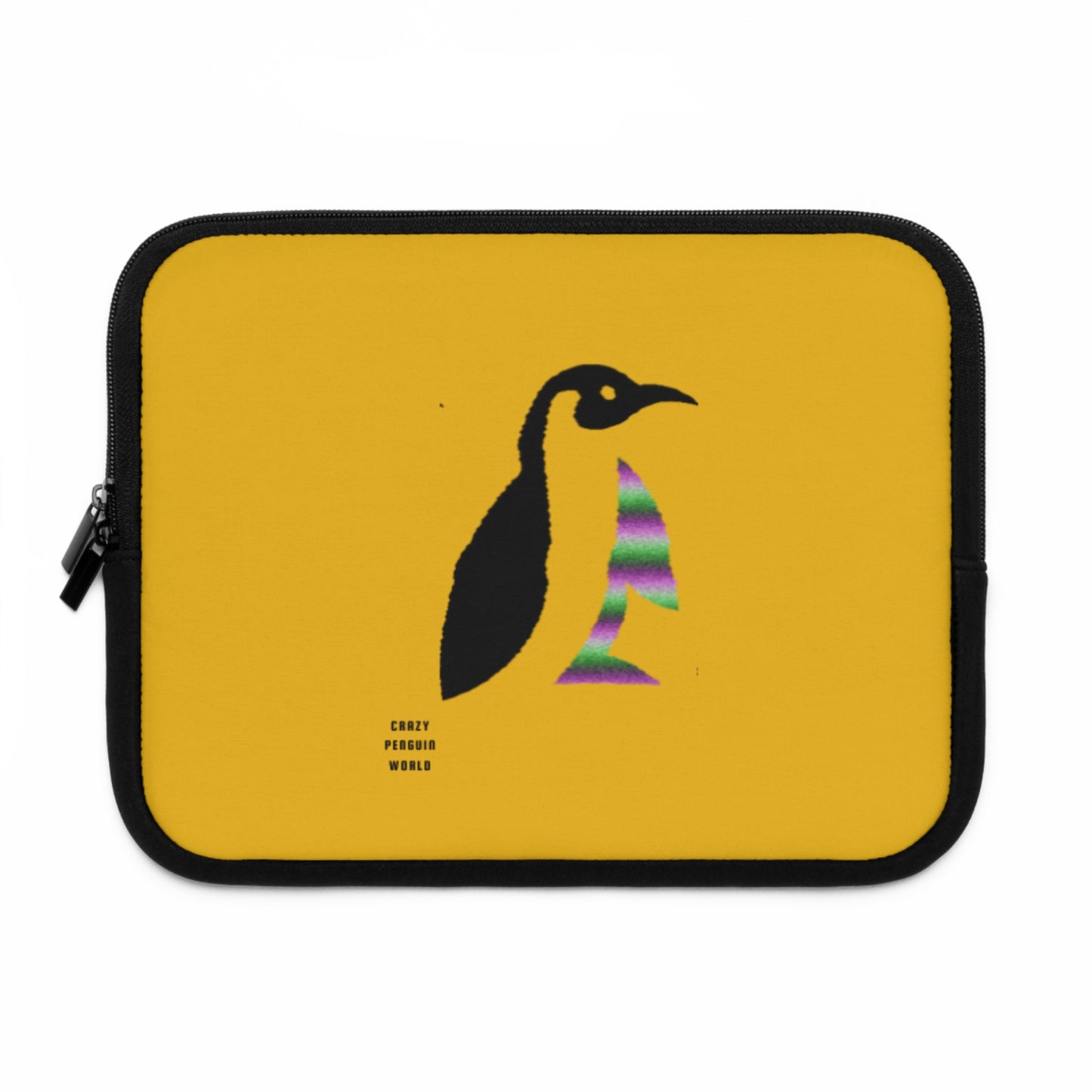 Laptop Sleeve: Crazy Penguin World Logo Yellow