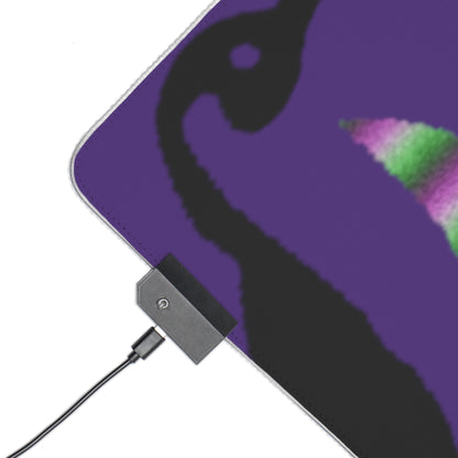 LED Gaming Mouse Pad: Crazy Penguin World Logo Purple