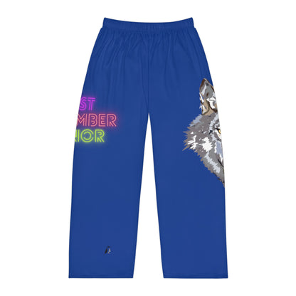 Men's Pajama Pants: Wolves Dark Blue