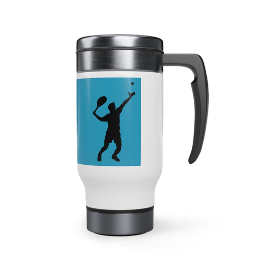 Stainless Steel Travel Mug with Handle, 14oz: Tennis Turquoise