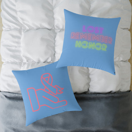 Spun Polyester Pillow: Fight Cancer Lite Blue