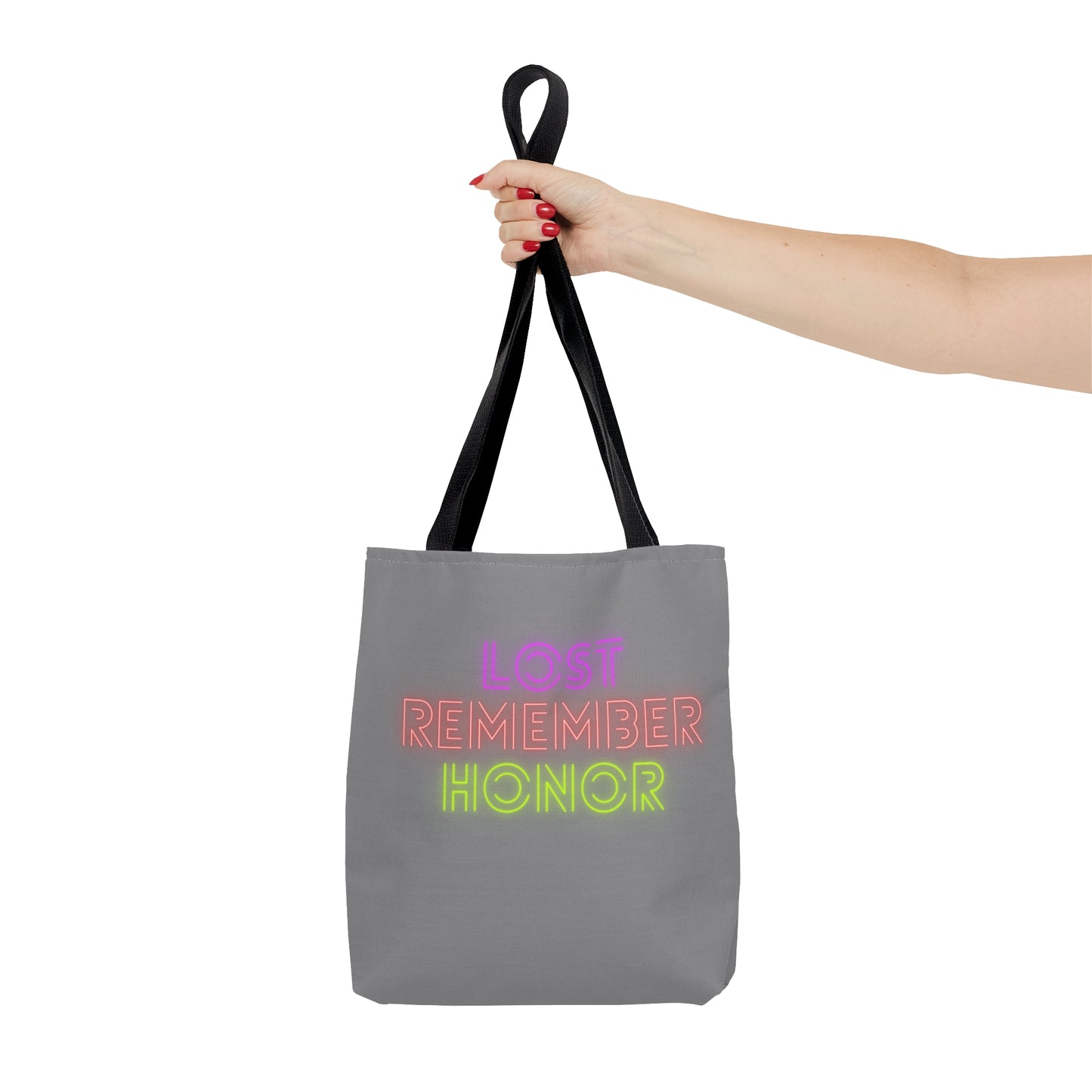 Tote Bag: Lost Remember Honor Grey