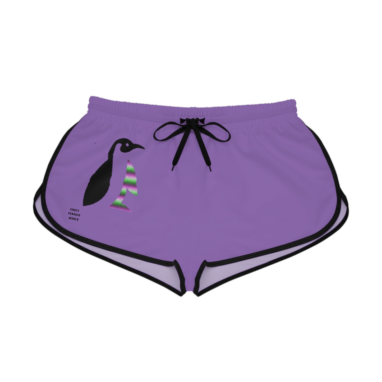 Women's Relaxed Shorts: Crazy Penguin World Logo Lite Purple