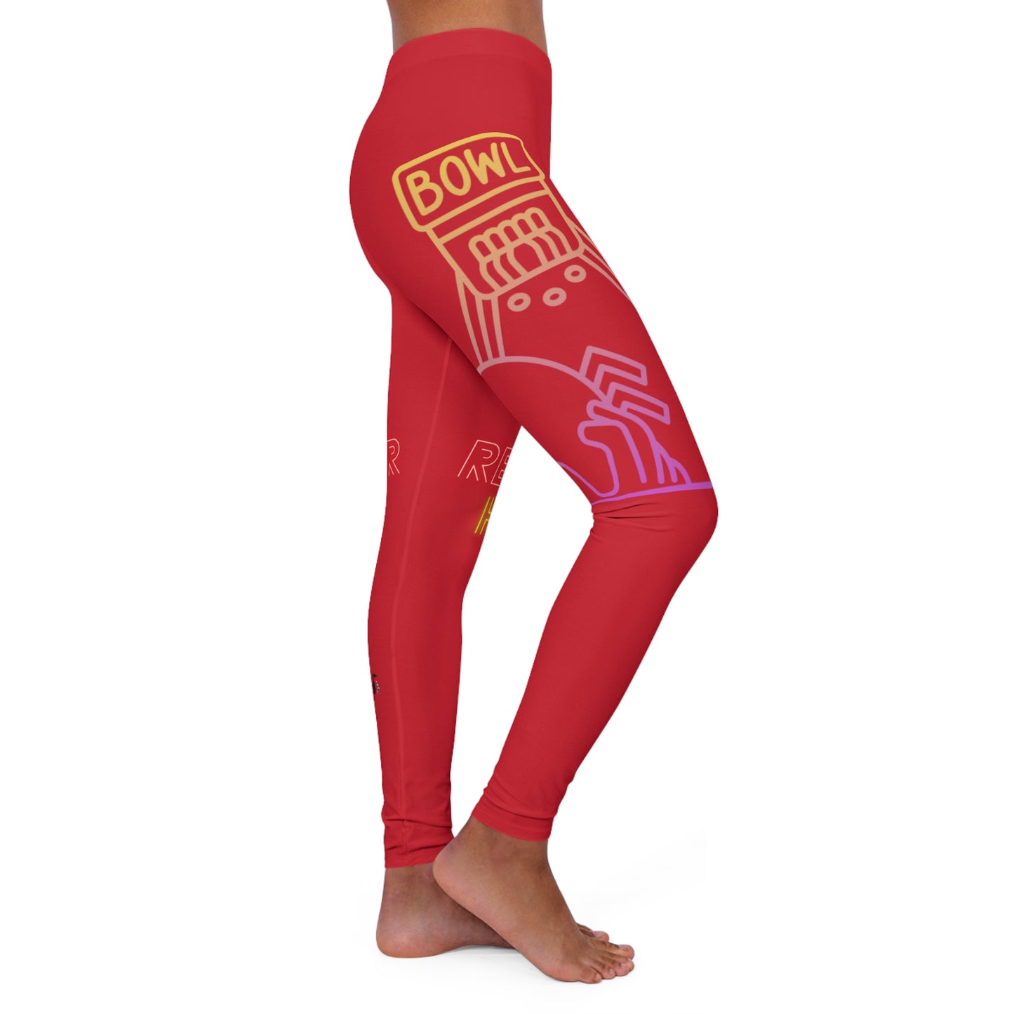 Women's Spandex Leggings: Bowling Dark Red