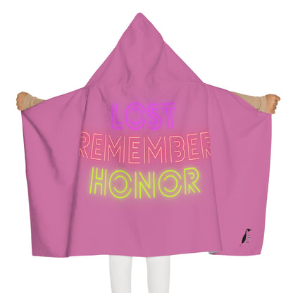 Youth Hooded Towel: Lost Remember Honor Lite Pink