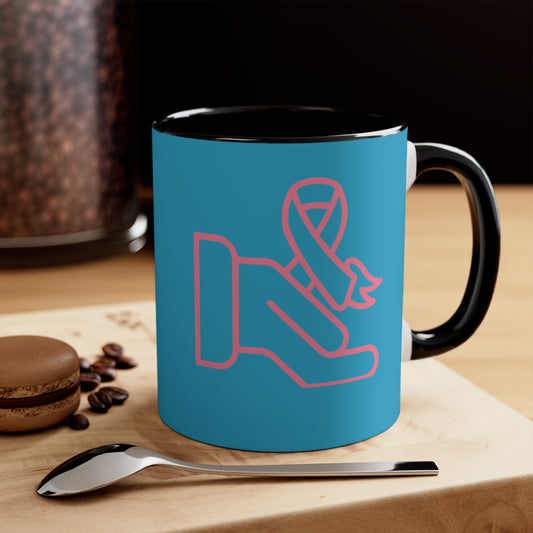 Accent Coffee Mug, 11oz: Fight Cancer Turquoise