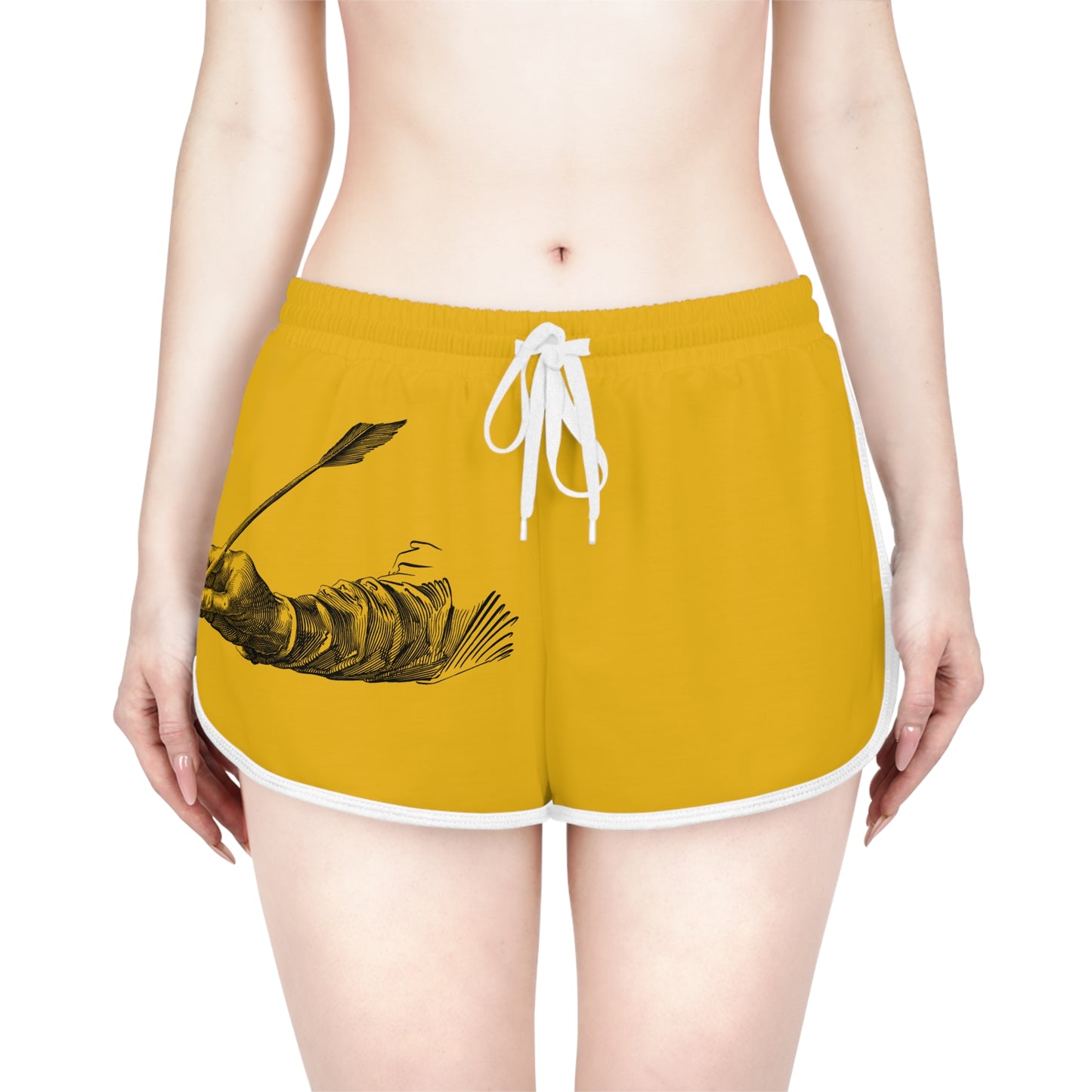 Women's Relaxed Shorts: Writing Yellow