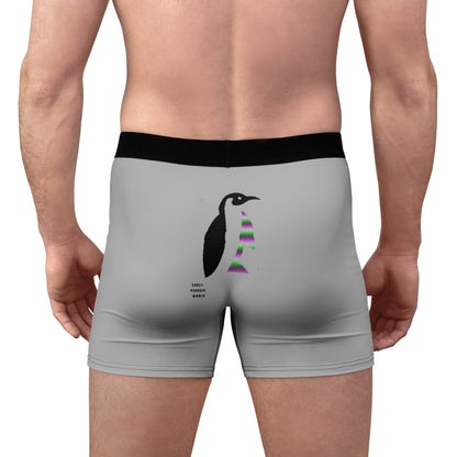 Men's Boxer Briefs: Crazy Penguin World Logo Lite Grey