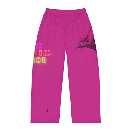 Men's Pajama Pants: Writing Pink