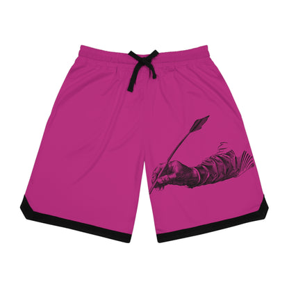 Basketball Rib Shorts: Writing Pink