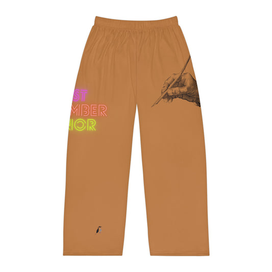 Men's Pajama Pants: Writing Lite Brown