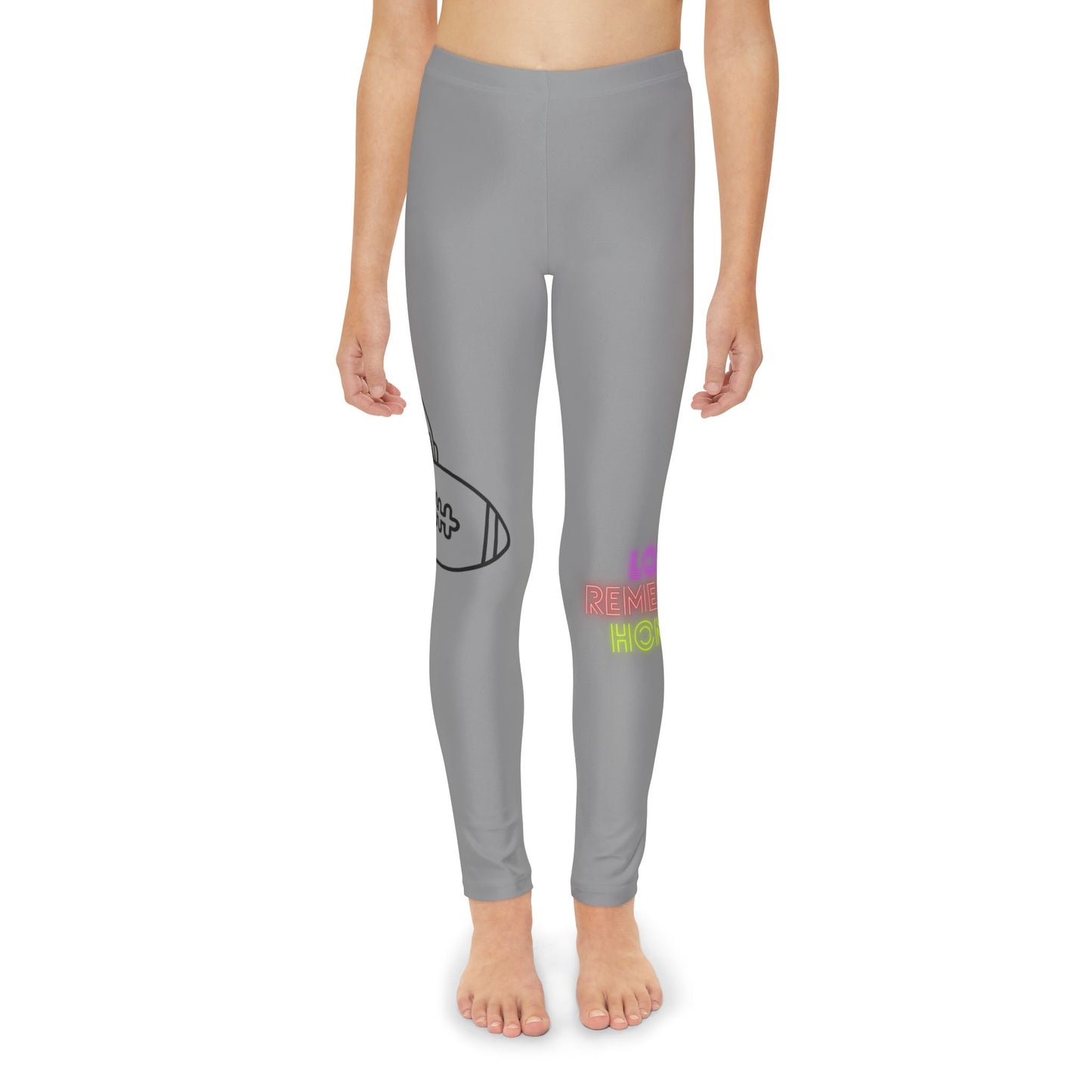 Youth Full-Length Leggings: Football Grey